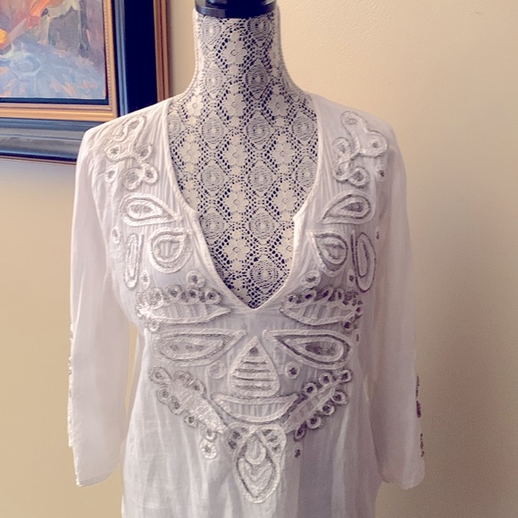 Spiaggia dolce boho white top/ cover up - Picture 4 of 9